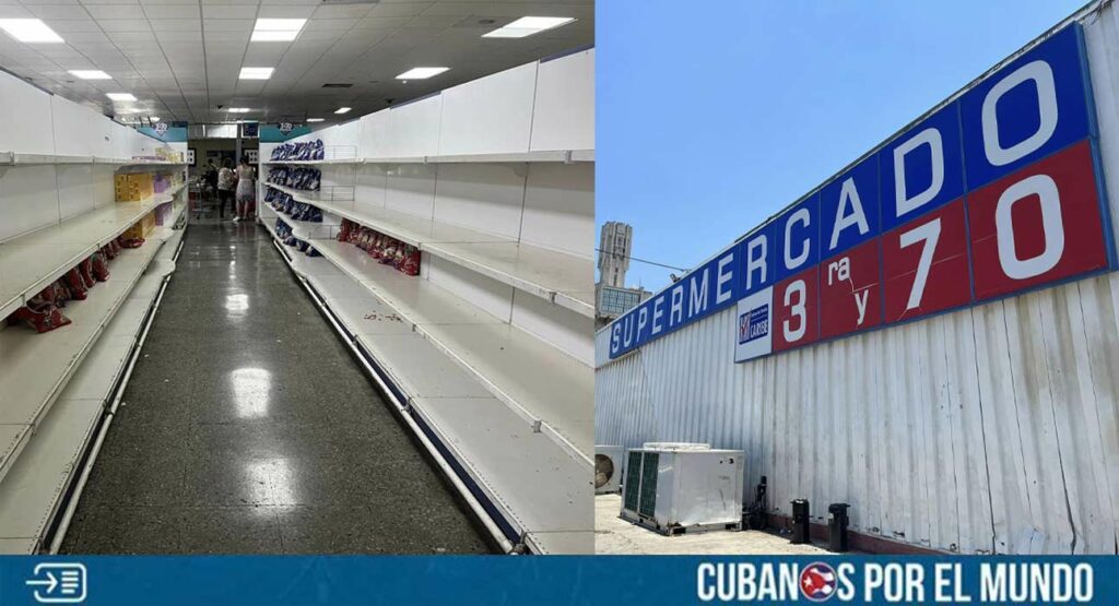 La grave escasez de alimentos y productos básicos es lo único que “avanza” en Cuba, y un reflejo de eso es el panorama que luce en la actualidad el mercado de 3ra y 70 en el municipio Playa de La Habana, recordado por ser una famosa diplotienda en otrora.  