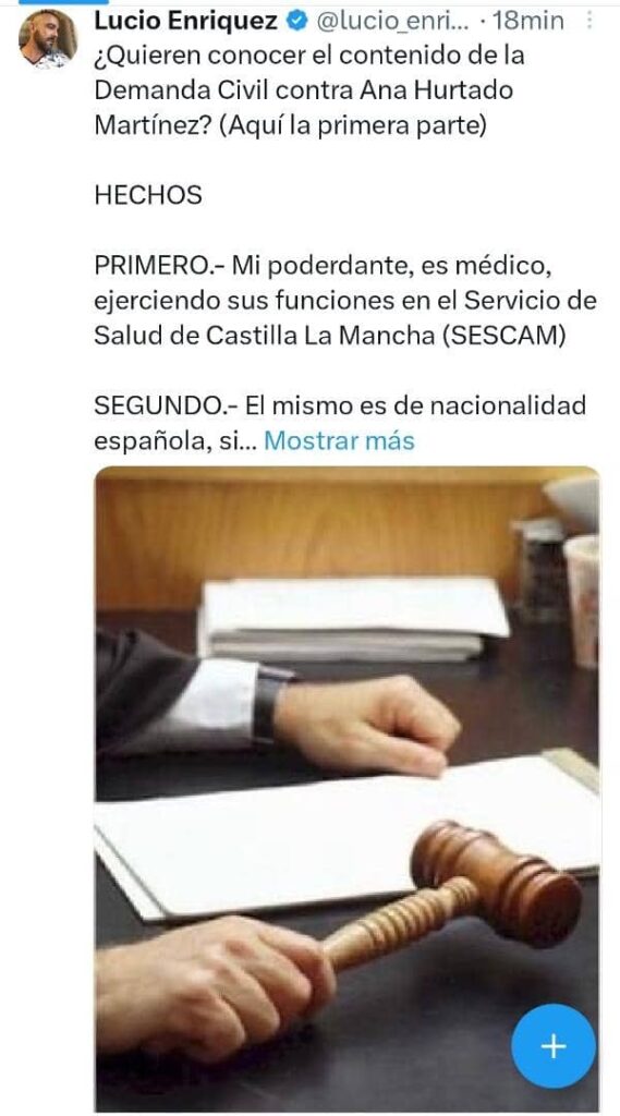 Médico cubano residente en España demanda a Ana Hurtado también por lo Civil