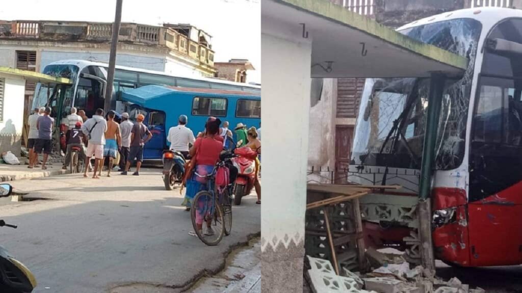 Reportan choque de un camión y un ómnibus en Matanzas