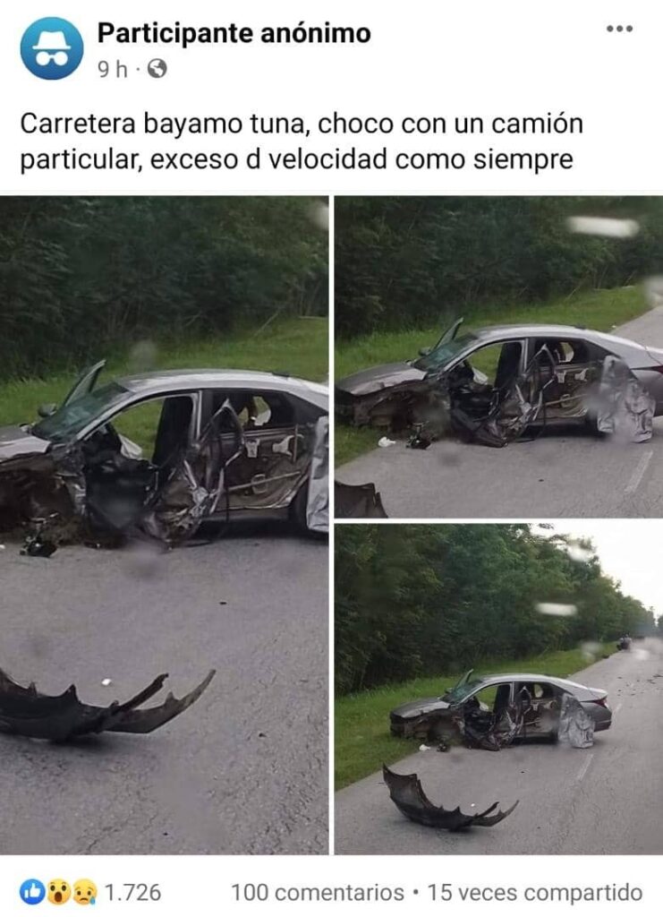 Tur con exceso de velocidad choca contra un camión en la carretera de Bayamo-Las Tunas