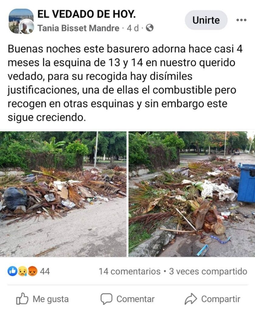 Recogen basura en una esquina del Vedado tras denuncia emitida a través de las redes sociales