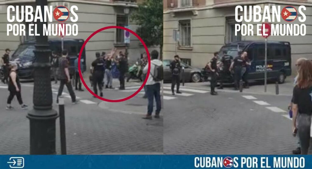 El activista cubano Lázaro Mireles resultó detenido este sábado cuando horas antes de que el grupo castrista Mala Fe se presentara en Madrid, España.