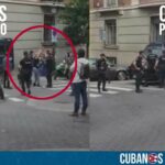 El activista cubano Lázaro Mireles resultó detenido este sábado cuando horas antes de que el grupo castrista Mala Fe se presentara en Madrid, España.