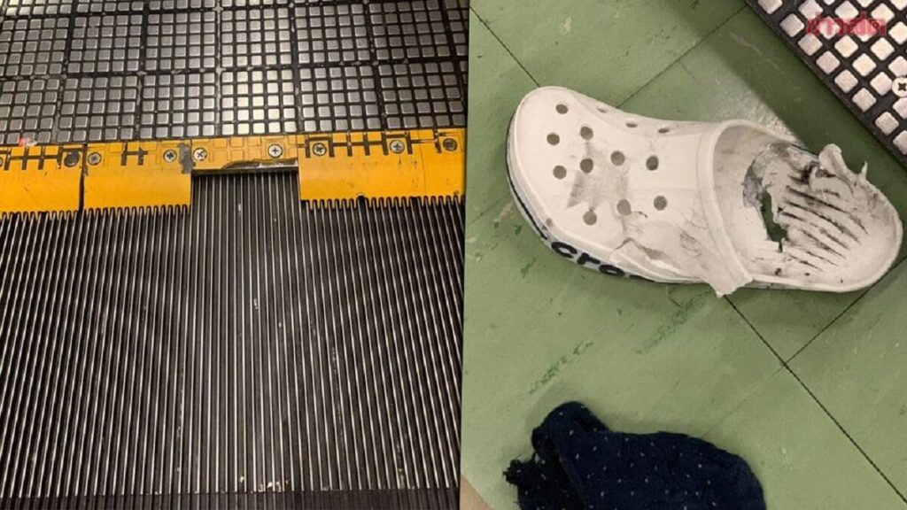 Una mujer perdió una pierna, luego de quedarse atascada en una pasarela móvil del Aeropuerto Don Mueangm de Bangkok, Tailandia.
