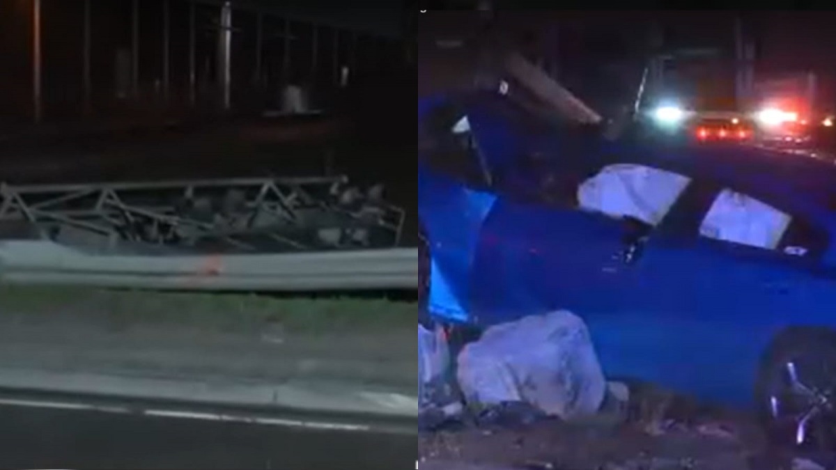 Aparatoso accidente en línea de tren deja a conductor del auto atrapado