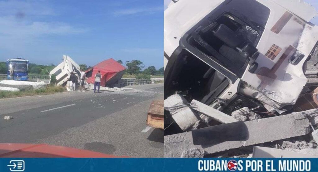 Camión queda destrozado en la Autopista Nacional tras accidente