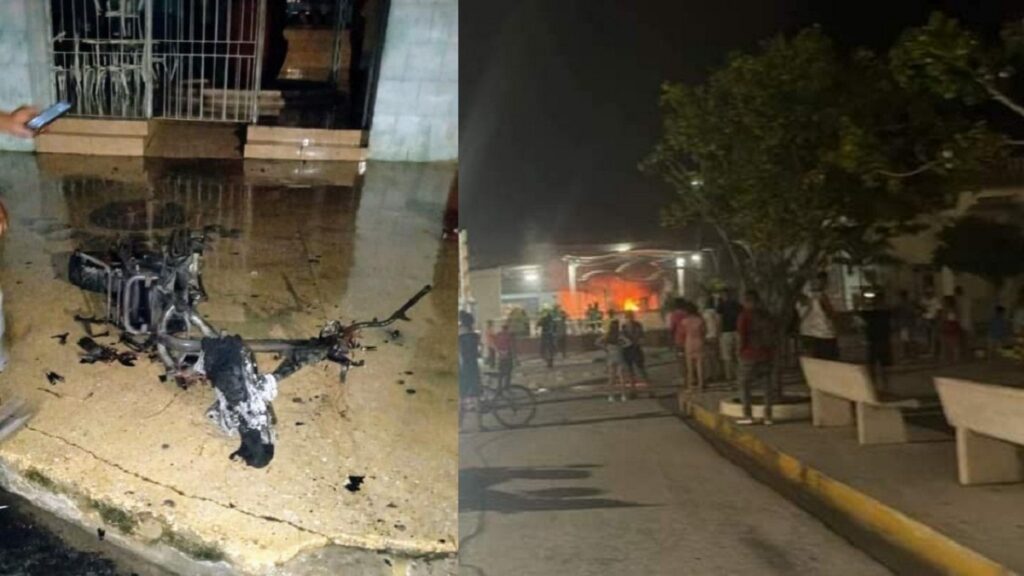 Reportan incendio en una cafetería tras la explosión de motorina