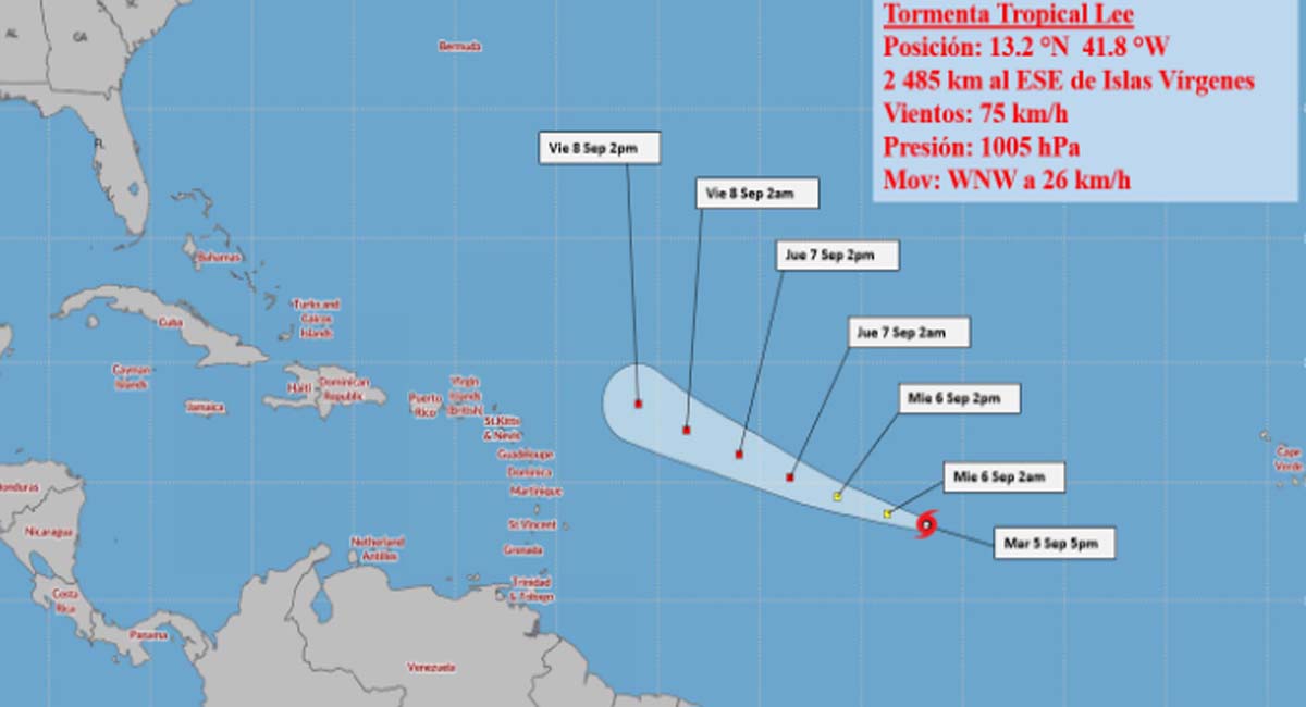 Se forma la tormenta tropical Lee en el Atlántico
