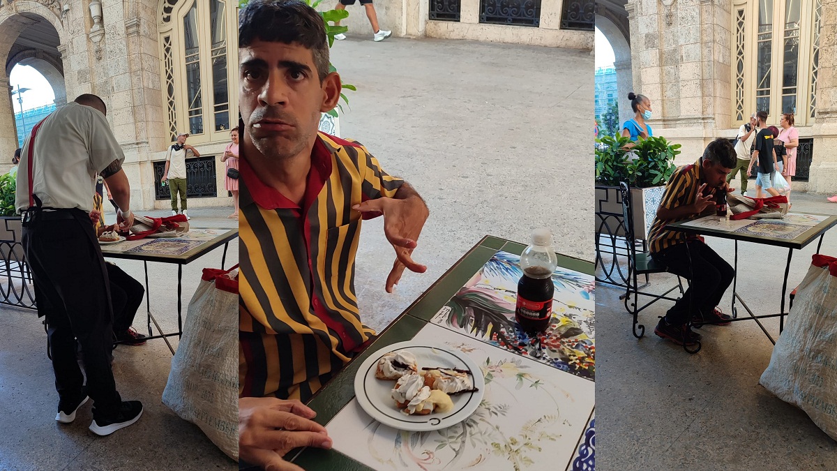 Camareros en La Habana regalan comida a un joven que estaba a punto de desmayarse