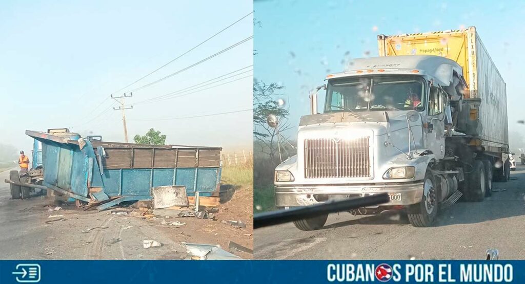 Dos camiones colisionaron esta mañana en la carretera de Las Tunas, provocando daños materiales en ambos vehículos.