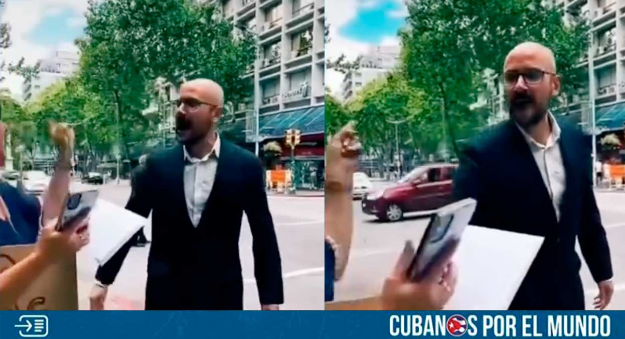 Un grupo de cubanos libres en Uruguay se enfrentaron a hordas procastristas en ese país, que arremetieron contra ellos durante una protesta pacífica.