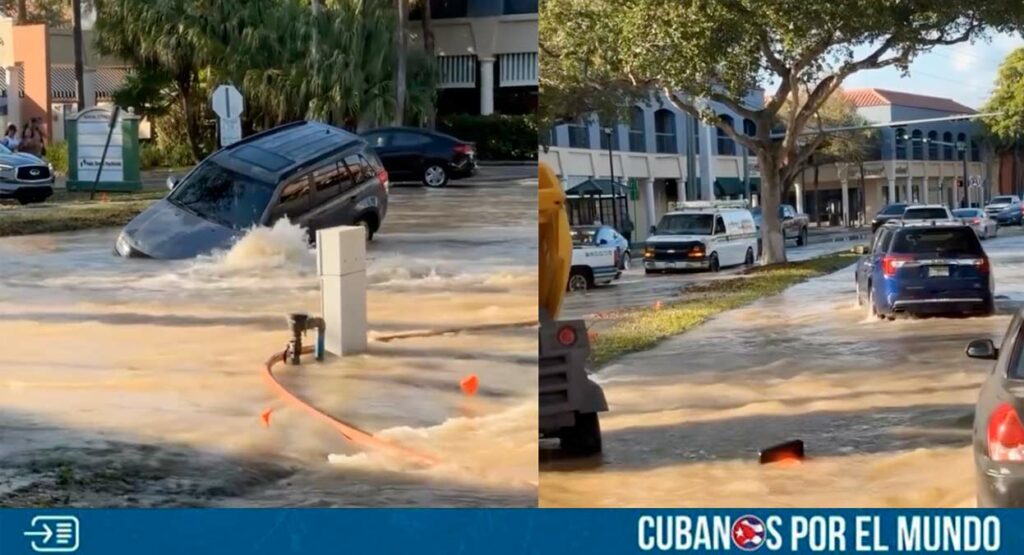 Un incidente caótico y desafortunado se desató en Miami Lakes, específicamente en la intersección de la avenida 67 del noroeste y Main Street, cuando una inundación masiva acompañada de un socavón sorprendió a la comunidad.