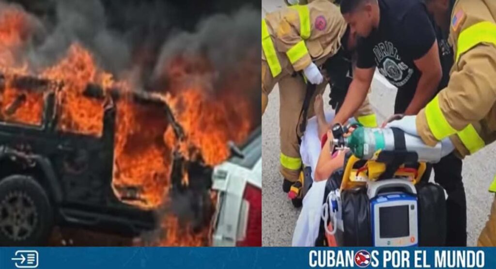 Florida: Mujer salta de un Jeep envuelto en llamas para salvar su vida
