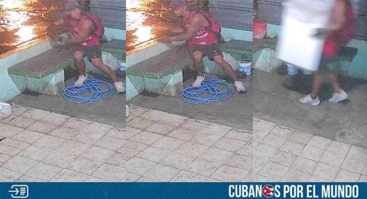 Un sujeto fue captado por una cámara de vigilancia mientras robaba dentro en una casa en La Habana, Cuba.