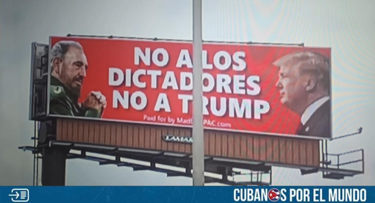 La congresista republicana por el Distrito 27 de Florida, María Elvira Salazar, informó que retirarán la valla en Miami, que comparaba al cenicero andante, Fidel Castro, con el expresidente de Estados Unidos, Donald Trump.