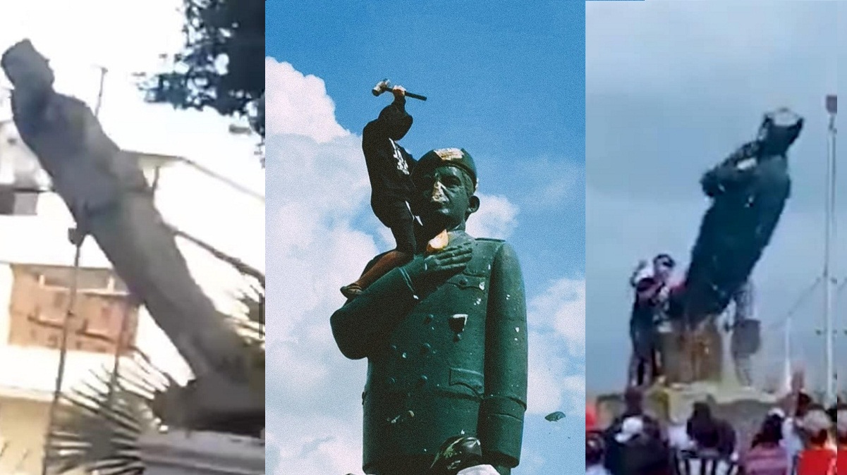Tumban varias estatuas de Hugo Chávez en Venezuela