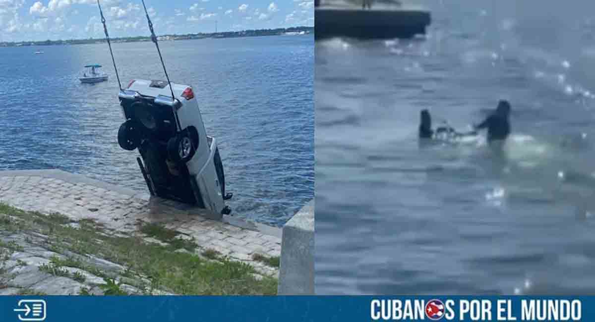 Florida: Samaritanos salvan la vida de chofer que cayó con su camioneta al agua ¡Mira cómo lo hicieron!