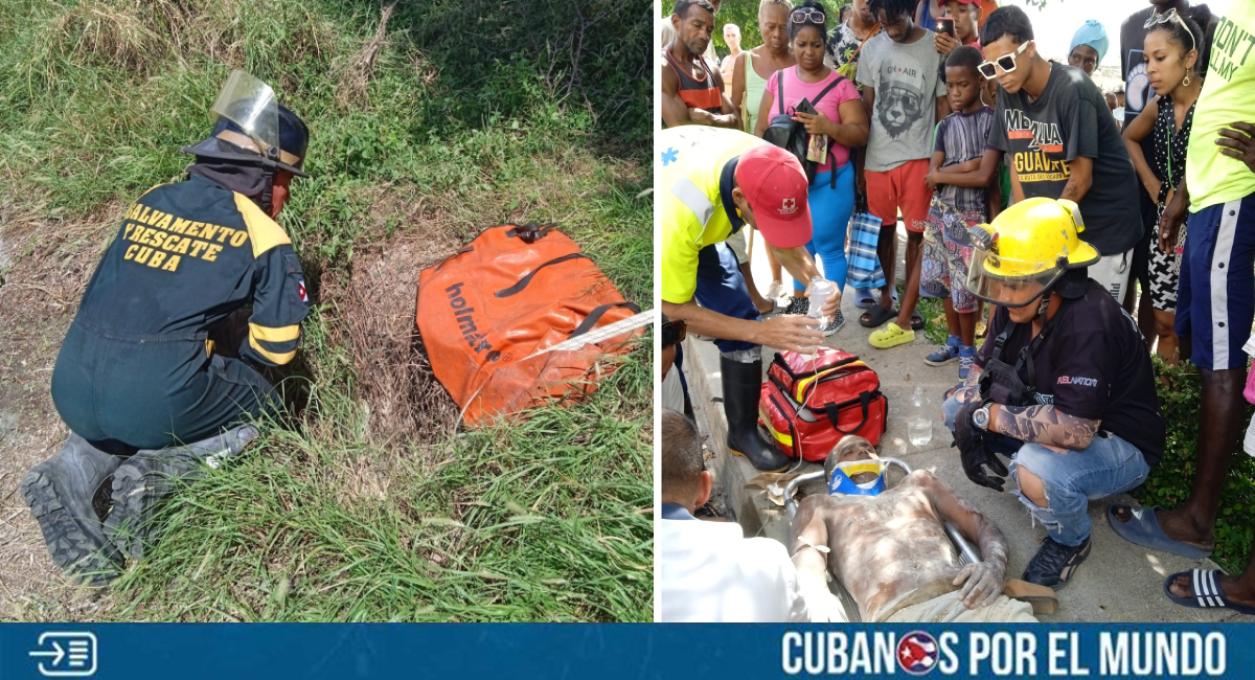 Un hombre cayó en el respiradero de un túnel en Santiago de Cuba, siendo rescatado por las autoridades de esa localidad.