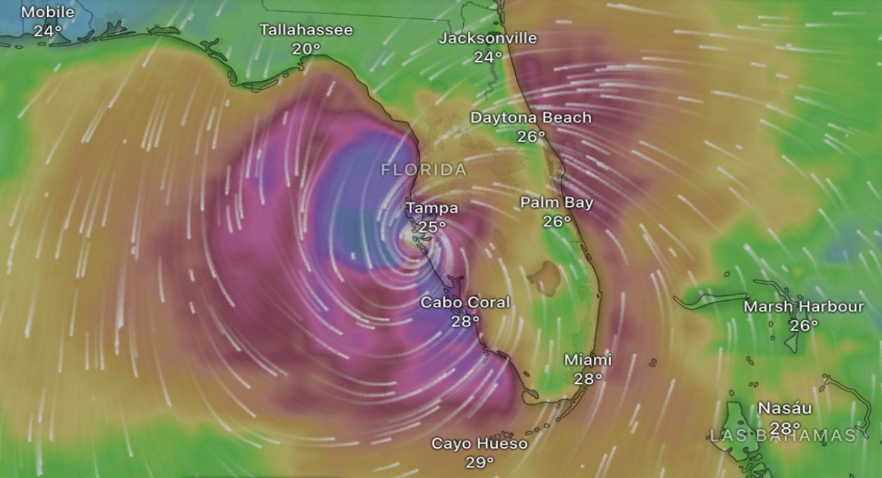 El huracán Milton tocó tierra en Florida la noche de este miércoles como una poderosa tormenta categoría 3.