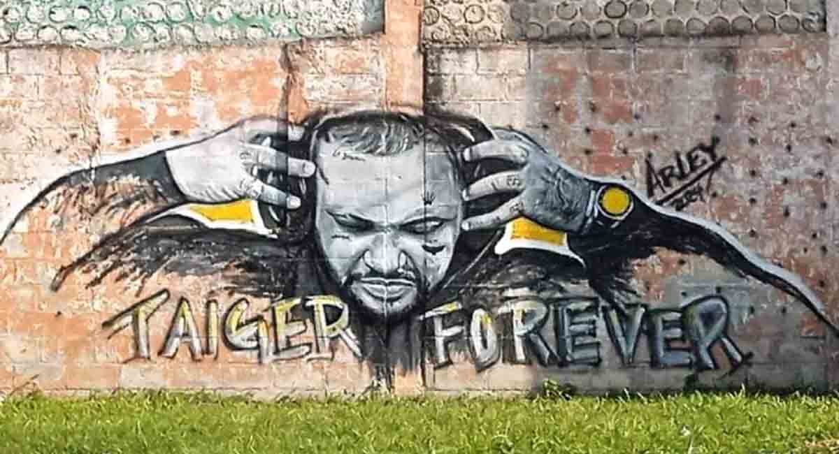 Pintan enorme mural en La Habana con el rostro de El Taiger