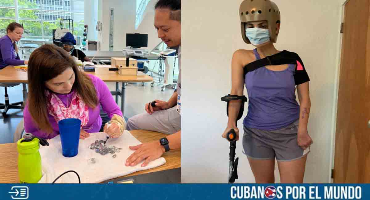 Novedoso aparato ayuda a maestra cubana en Miami a superar un accidente cerebrovascular