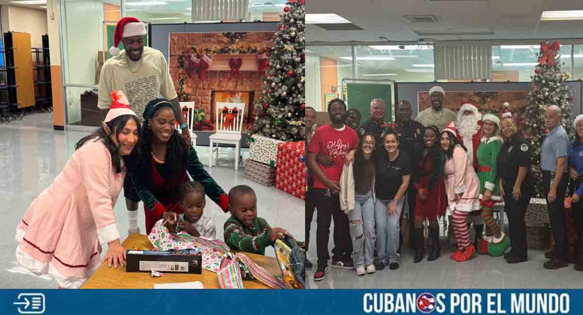 Aroldis Chapman entrega a juguetes a niños necesitados en una escuela de Miami