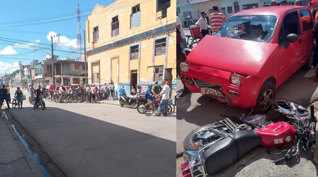 Accidente entre automóvil y motocicleta en Bayamo, Granma