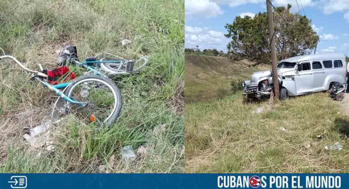 Almendrón pierde el control e impacta contra un ciclista en La Habana
