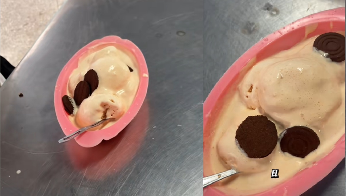 Cubana muestra el helado derretido que le vendieron a su familia en el Coppelia de La Habana