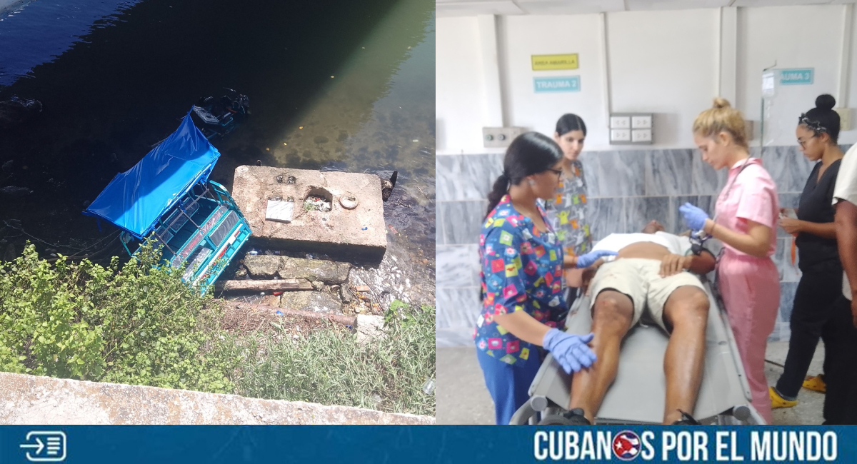 Al menos seis personas resultaron heridas tras la caída de un triciclo eléctrico en el puente del Viaducto en Matanzas.