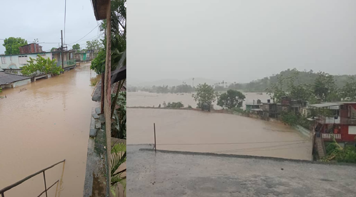 Holguín: Municipio Sagua de Tánamo sufre grandes inundaciones por desbordamiento de río ante el paso del huracán Melissa