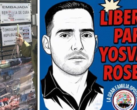 Cubanos exiliados protestan en Madrid para exigir la liberación del preso político Yosvany Rosell García