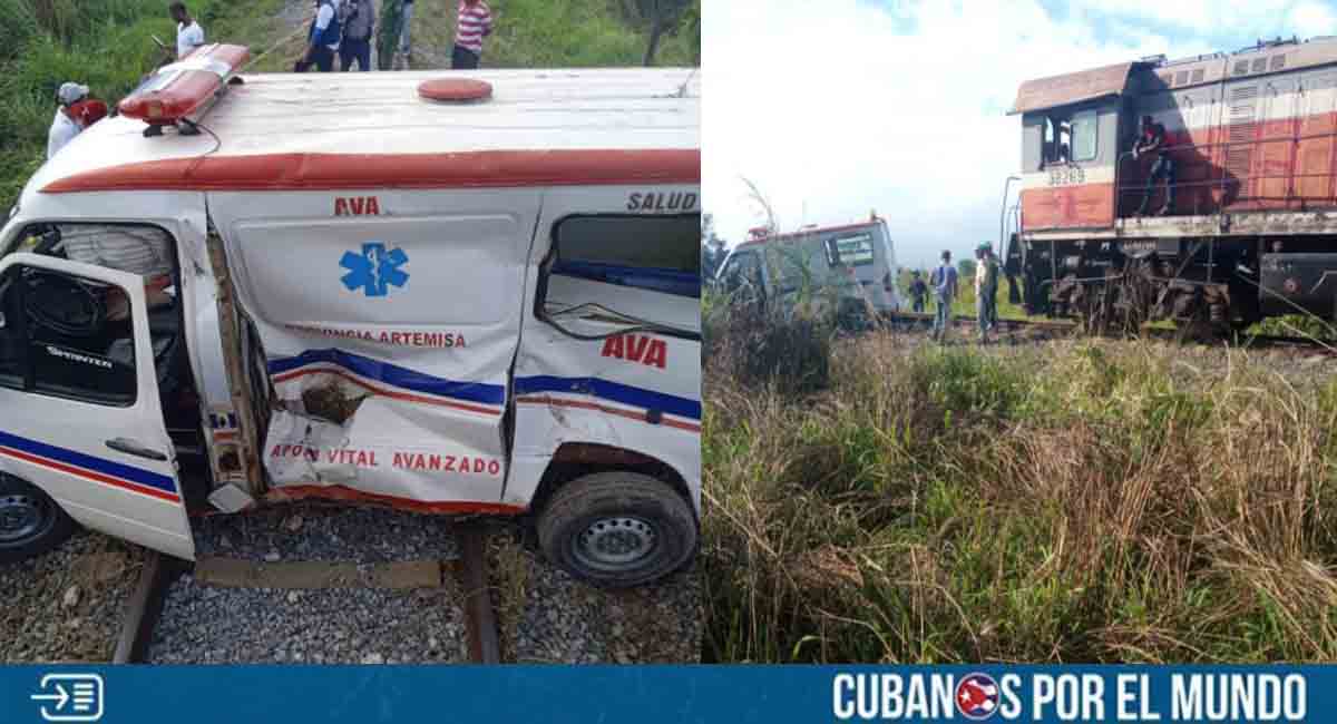 Tren impacta con una ambulancia en Artemisa: otra que sale de circulación